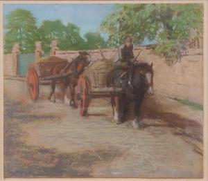 NICOLL James McLaren, Jim 1892-1986,Modern British Horse and cart,Cheffins GB 2022-08-18