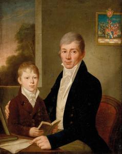 NIEDERMANN Johan,Portrait of a Gentleman and a Boy with Family Coat,Palais Dorotheum 2013-12-11