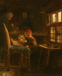 NIEDMANN August Heinrich 1826-1910,Zwei Kinder lesen in einem Folianten,Zeller DE 2019-04-03