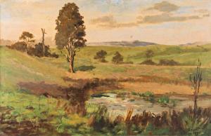 NIELSEN Carl Leopold 1888-1960,Along the Banks of the Yarra near Kew,1930,Mossgreen AU 2017-12-11