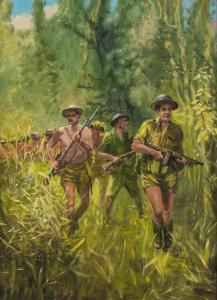 NIELSEN Carl Leopold 1888-1960,Jungle Fighters,1943,Mossgreen AU 2017-12-11