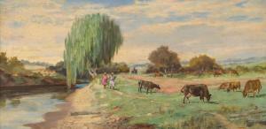 NIELSEN Carl Leopold 1888-1960,On the Banks of the Yarra,1936,Mossgreen AU 2017-12-11