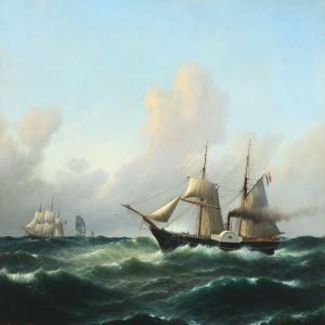 NIELSEN Hans Helge,Seascape with paddle steamer and sailships in fres,Bruun Rasmussen 2015-12-07