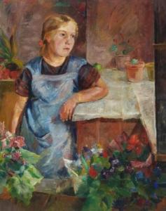 NIELSEN Henrik 1890-1941,Interior with a girl looking out the window,Bruun Rasmussen DK 2018-04-16