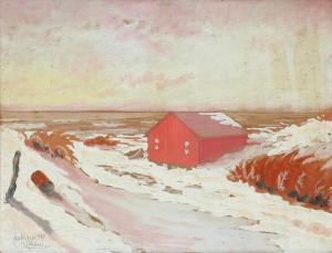 NIELSEN Lars 1967,Winter landscape with a red house,1926,Bruun Rasmussen DK 2022-03-01
