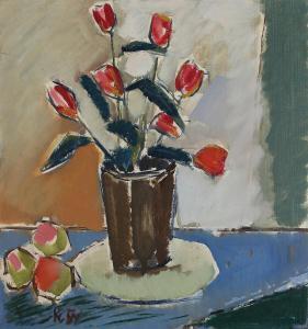 NIELSEN Poul 1920-1998,Still life with flowers af fruits,1954,Bruun Rasmussen DK 2024-02-27