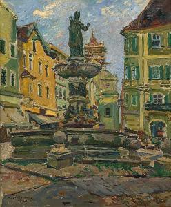 NIEMEYER ADELBERT,Ansicht des Willibaldisbrunnens in Eichstätt,1923,Galerie Bassenge 2014-05-31