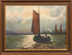 NIEMEYER Hans 1895-1973,Boot auf der Elbe im Hamburger Hafen,Schloss DE 2017-05-13