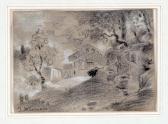 NIESSEN Johannes 1821-1910,Landschaft mit Gehöft,1891,DAWO Auktionen DE 2016-02-24