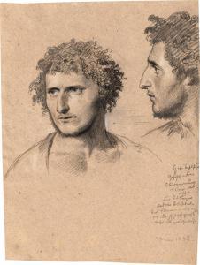 NIESSEN Johannes,Studienblatt mit dem Bildnis Giacomo Orlandis di S,1848,Galerie Bassenge 2022-06-03