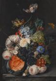 NIGG Joseph 1782-1863,Blumenstillleben mit Früchten und Falter,Wendl DE 2018-10-25