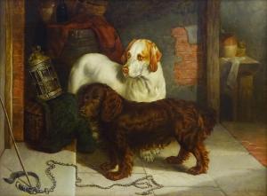 NIGHTINGALE Robert 1815-1895,Gun Dogs waiting for Master,1870,David Duggleby Limited GB 2019-12-06