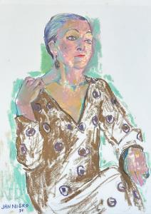 NIGRO Jan 1920-2012,Portrait of Freda Stark,1991,International Art Centre NZ 2023-10-24
