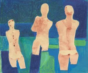 NIGRO Jan 1920-2012,Three Bathers,1970,International Art Centre NZ 2023-08-22