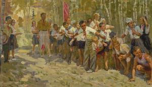 Nikolaevich Galitsky Rostislav 1920-1979,TO THE FINISH LINE,1955,Sotheby's GB 2017-11-28