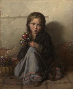 NIKOLAI EFIMOVICH RACHKOV 1825-1895,Little Flower Seller,1869,MacDougall's GB 2012-05-27