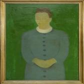 NIKOLAJSEN Gunnar 1898-1983,Female portrait on green background,Bruun Rasmussen DK 2013-09-02