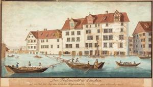 NIKOLAUS KONSTANZ Hug 1771-1852,Der Fischmarkt in Lindau, war im Juli 1817,1817,Zeller DE 2017-04-20