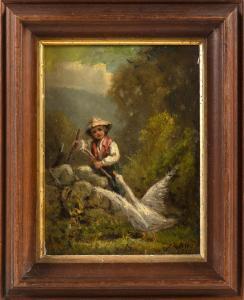 NILES George E 1837-1898,A boy and a goose,Eldred's US 2022-09-09