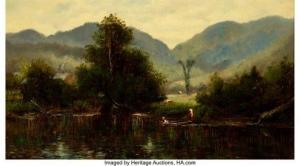 NILES George E 1837-1898,Fishing in the Mountain Lake,1879,Heritage US 2021-03-11