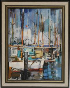 NILES Helen Louise Beccard 1903,boats in harbor,1960,Slawinski US 2019-09-15