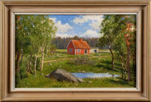 NILSON Seth 1869-1918,Den röda stugan,1914,Stadsauktion Frihamnen SE 2009-01-26