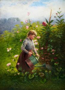 NILSON Severin 1846-1918,Flicka vattnar blomster,Uppsala Auction SE 2023-12-12