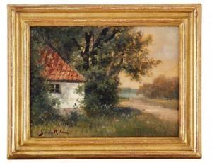 NILSON Severin 1846-1918,Vitt hus i sommargrönska,Uppsala Auction SE 2019-08-27