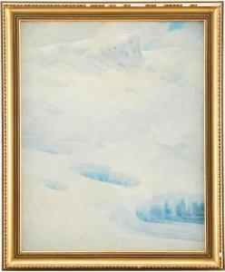 NILSSON Olof Walfrid 1868-1956,Fjället i snö och dimma, Lappland,1926,Uppsala Auction SE 2022-01-18