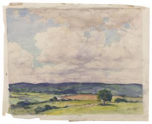 NISBET Robert Buchan 1857-1942,Trees in a valley under puffy clouds,Eldred's US 2019-05-31