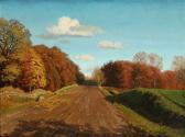 NISS Thorvald,A country road cutting through a forest landscape,1881,Bruun Rasmussen 2021-08-02