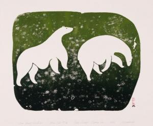 NIVIAKSIAK 1908-1959,Two Bears Hunting,1959,Heffel CA 2020-02-27