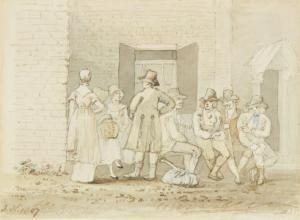 NIXON John 1760-1818,A group of people outside an inn,1807,Rosebery's GB 2021-11-17