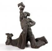 NKOSI Stanley 1945-1988,FIGURE WITH INSTRUMENT,Stephan Welz ZA 2014-10-29