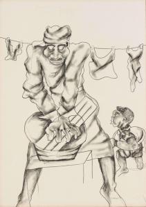 NKOSI Stanley 1945-1988,Washing Clothes,1972,Strauss Co. ZA 2023-05-15