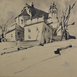 Noakowski Stanislav 1867-1928,Widok na kościół,1916,Rempex PL 2023-04-19