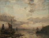 NOBLE James Campbell 1846-1913,A BUSY DUTCH ESTUARY WITH BARGES,Lyon & Turnbull GB 2015-11-27