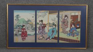 NOBUKAZU Yosai 1872-1944,'Beauties are admiring plum blossoms in the garden',Criterion GB 2022-08-10
