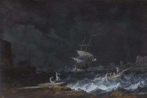 NOEL Alexandre Jean 1752-1834,Barque et voilier sur une mer démontée près de ,Lasseron et Associees 2023-06-30