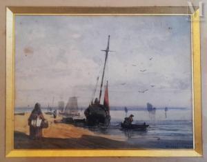 NOEL Jules Achille 1815-1881,Bord de mer animé,Millon & Associés FR 2024-02-03