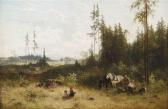 NOERR Julius 1827-1897,Idyllic scene withlumberjacks at the border of a w,1886,Nagel DE 2011-06-08