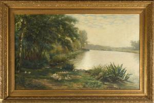 NOGARO CARLO 1836-1931,Les oies au bord de l'étang,Loizillon FR 2023-04-15