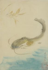 NOGUCHI Kenzo,cat fish,1935,Mainichi Auction JP 2022-08-19