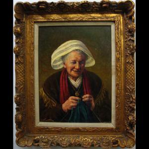 NOIREAUT 1800-1900,OLD WOMAN KNITTING,Waddington's CA 2010-03-15