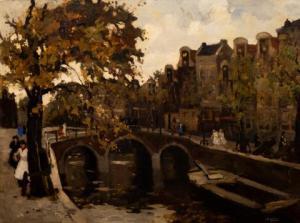 NOLTEE Cornelis, Cor 1903-1967,An autumn canal view in Amsterdam,Venduehuis NL 2022-11-17