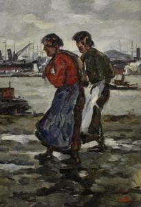 NOLTEE Cornelis, Cor 1903-1967,Twee arbeiders aan de kade,Venduehuis NL 2022-10-11