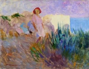 NOMELLINI Plinio,Paesaggio con donna e mare sullo sfondo,Galleria Pananti Casa d'Aste 2024-02-16