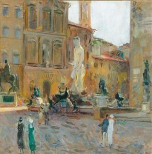 NOMELLINI Vittorio 1901-1965,Piazza della Signoria, Florence,Palais Dorotheum AT 2019-02-19