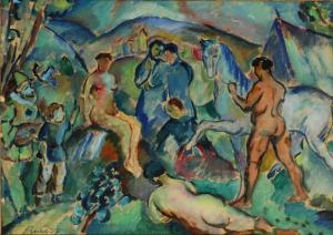 NORÉN Bertil 1889-1934,Composition with figures and horse,1917,Bruun Rasmussen DK 2021-09-28