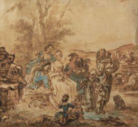 NORBLIN DE LA GOURDAINE Sebastien 1796-1884,Une paire de scènes de genre en extér,Kapandji Morhange 2021-03-26